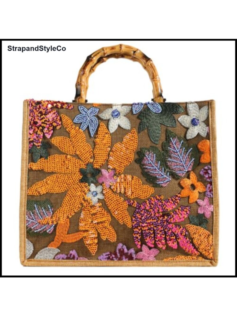Handwoven Straw Woven Tote Bag Cotton Linen Summer Beach Shoulder Handbag